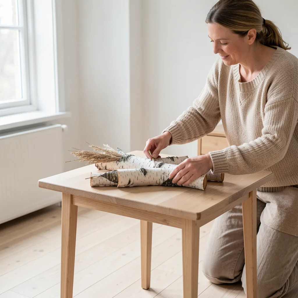 Låg björknäversskål för visning